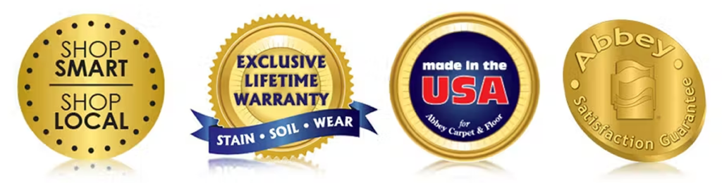 Four golden customer confidence seals.